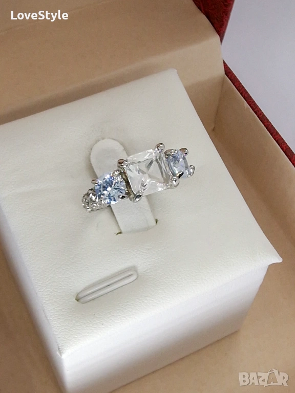 Silver Triple Stone Ring 💎💎💎 | дамски пръстен с три камъка, снимка 1