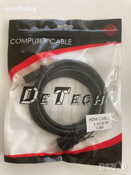 HDMI Кабел DeTech - 1.8м, снимка 1