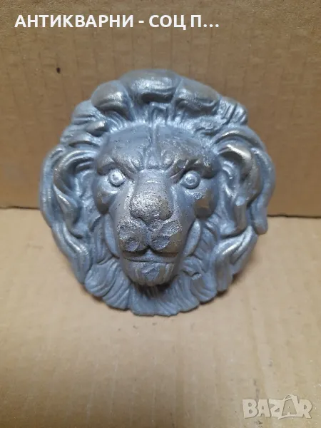 Стар Бронзов Орнамент Лъвка Глава За Врати Порти Тегло 0.500кг., снимка 1