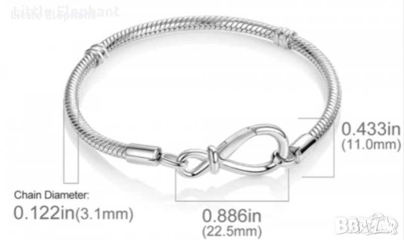 Сребърна гривна Пандора,змийска плетка,"Изкуството да бъдеш жена"/,20 см/нова, снимка 1