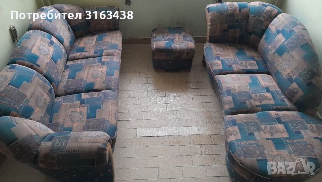 Холна гарнитура 3ка + 2ка + табуретка, снимка 8 - Дивани и мека мебел - 37963346