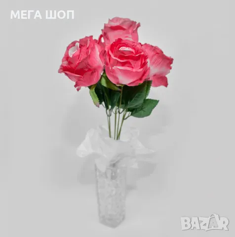 Елегантни изкуствени букети от рози – идеални за декорация и подарък, снимка 6 - Изкуствени цветя - 50346378