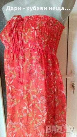 Памучна флорална рокля/пола/туника👗🌹S,M👗🌹арт.613, снимка 2 - Рокли - 33138034