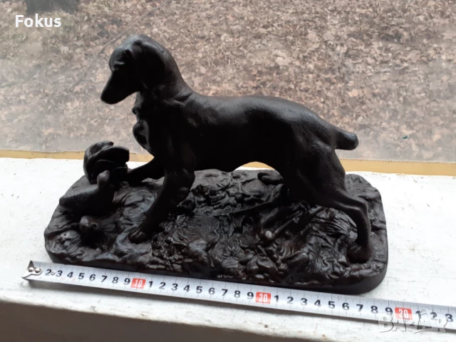 Прекрасна статуетка фигура на ловно куче от чугун, снимка 6 - Антикварни и старинни предмети - 51083448