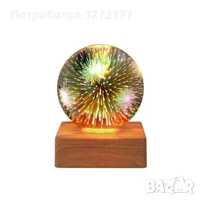 Светеща LED лампа с кристална топка Романтична нощна лампа със звездно небе,заря , снимка 5 - Настолни лампи - 48731365