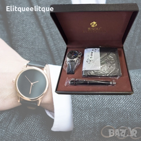 Луксозен подарък за всеки мъж – Часовник, портфейл и химикалка, снимка 6 - Бижутерийни комплекти - 52333650