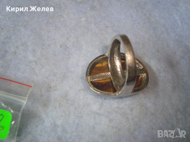 ПОСРЕБРЕН АРТ ДЕКО СТИЛ СКЪПОЦЕНЕН ПРЪСТЕН с НАТУРАЛЕН КАМЪК ТИГРОВО ОКО 26612, снимка 6 - Пръстени - 36393169