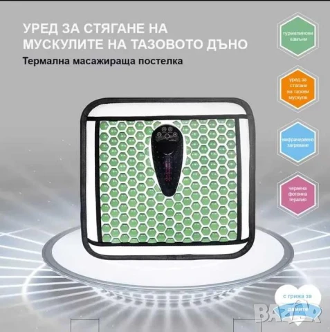 Турмалинова Масажна Постелка Увеличава Кръвообращението Облекчава при Невралгия Болки в Гърба Артрит, снимка 2 - Масажори - 50734595