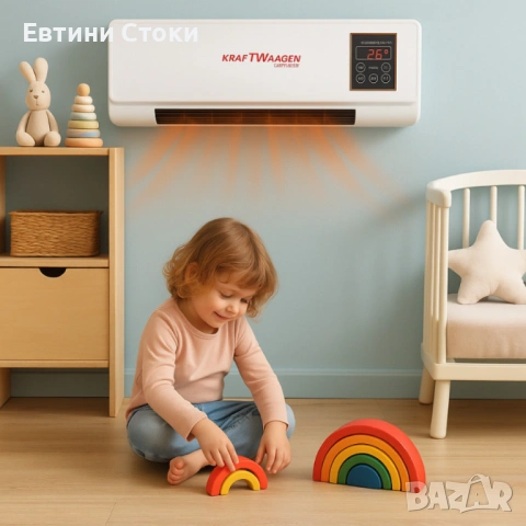 ЛИКВИДАЦИЯ!!! Стенна печка KraftWaagen 3 в 1 - отопление, охлаждане и вентилатор, снимка 2 - Отоплителни печки - 53586629