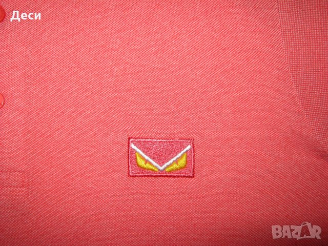 Мъжка тениска Fendi с яка цвят корал, снимка 3 - Тениски - 32396570