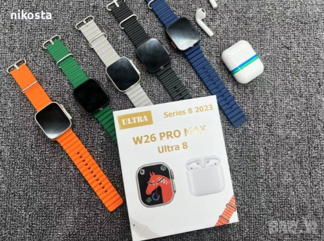 Комплект Smart часовник + TWS слушалки W26 Pro Max ULTRA 8, снимка 4 - Мъжки - 43427779