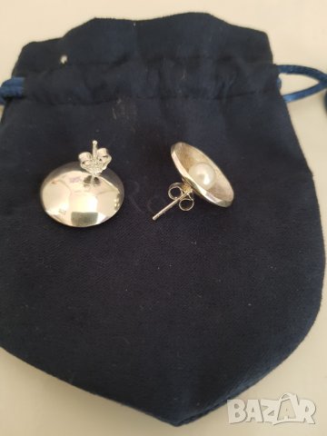 Сребърни обеци с естествени перли , снимка 2 - Обеци - 33402213