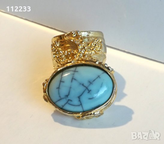 Позлатен пръстен с камък, снимка 6 - Пръстени - 35387912