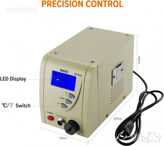 Станция за запояване / Разпояване , вакуум, регулатор, до 480°C, 220VAC, 140W, 800mbar ZD-915, , снимка 2 - Поялници и запояване - 40205557