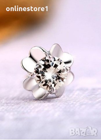 Сребърни Обеци Кристална Детелина - 925 печат сребро BA218, снимка 2 - Обеци - 28147676