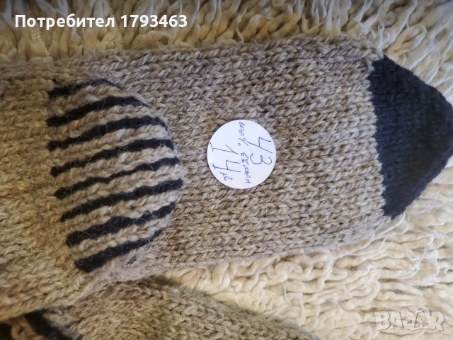 Ръчно плетени мъжки чорапи от вълна' размер 43, снимка 5 - Мъжки чорапи - 50749777