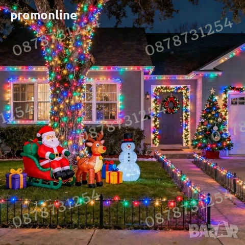 Верига 50м с 250бр светещи коледни лампички 3 цвята 8 режима светене, снимка 5 - Други - 52471479