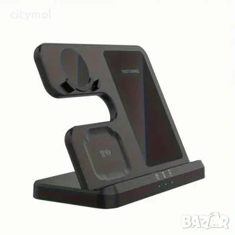 Безжично зарядно устройство 3 в 1, бързо зареждане 15W, съвместимо с Apple и Android, снимка 2 - Безжични зарядни - 50232616
