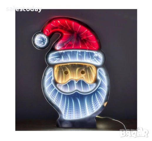 Светещ Дядо Коледа, LED огледало, 24см