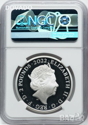 2022 George I - 1oz £2 - NGC PF70 First Releases -Възпоменателна Сребърна Монета - Great Britain, снимка 2 - Нумизматика и бонистика - 43821885