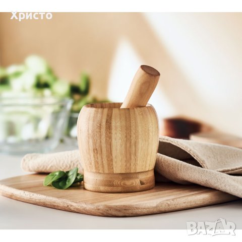 хаван и чукало от естествено дърво бамбук, снимка 3 - Прибори за хранене, готвене и сервиране - 43452014
