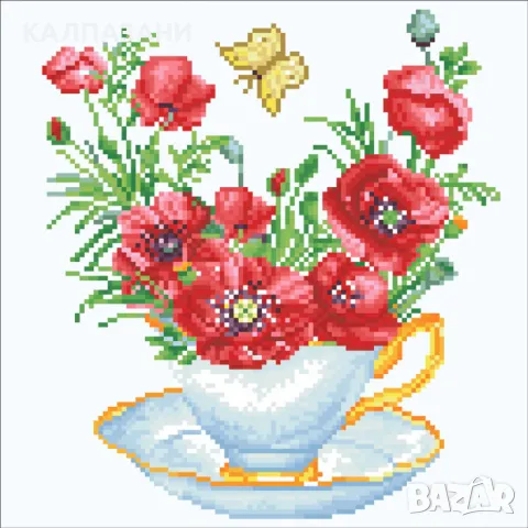 Diamond Dotz Диамантен гоблен Teatime Poppies 5851 диаманта SD3405 , снимка 4 - Игри и пъзели - 48993540