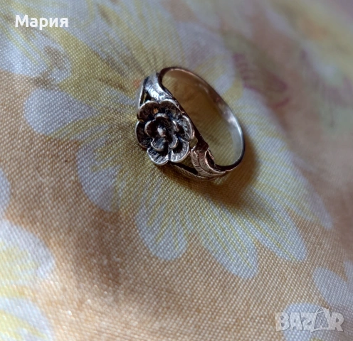 Сребърен пръстен с цвете , снимка 2 - Пръстени - 53035013