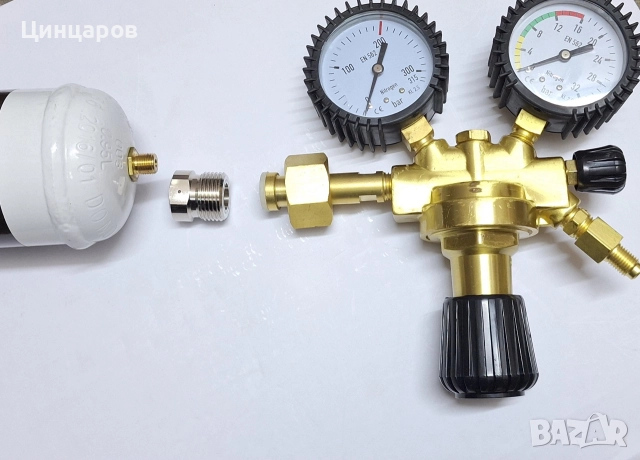 Азот Бутилка 1л.еднократна,адаптер,регулатор 16bar; 30bar; 50bar,накрайник с-ма