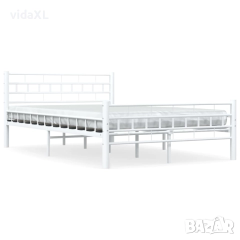 vidaXL Рамка за легло, бяла, метал, 140x200 cм(SKU:285298)
