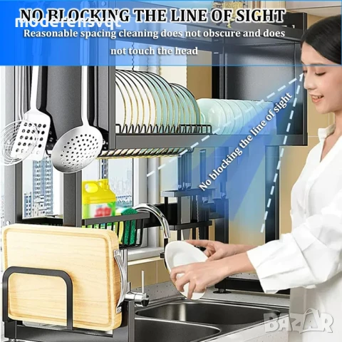 Сушилник за съдове със стъклена врата поставка за прибори и специално отделение за лъжици, вилици и , снимка 3 - Прибори за хранене, готвене и сервиране - 51352602