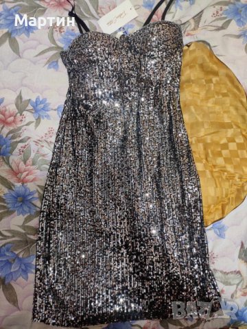 Сребърна рокля с пайети , снимка 2 - Рокли - 43554273