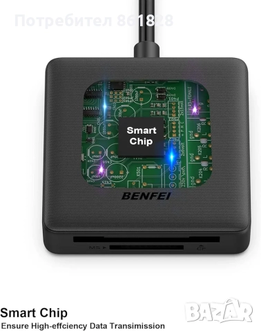 Четец на карти с памет, BENFEI 4in1 USB 3.0 и USB-C към SD Micro SD MS CF адаптер за четец на карти,, снимка 7 - Друга електроника - 52938547