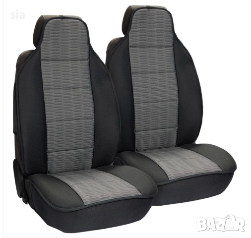 Тапицерия за предни седалки, 2бр 1+1, сива с черно Лукс