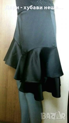 Пола с волани, на "Zara" от черен плътен сатен🍀❤S/M,M❤🍀арт.4349, снимка 2 - Поли - 37133277