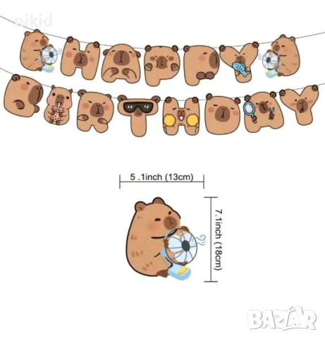Капибара Capybara Happy Birthday банер надпис декор за стена парти рожден ден украса, снимка 2 - Други - 50900725