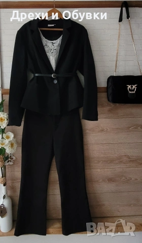 Черен костюм панталон ZARA , снимка 9 - Костюми - 51677886