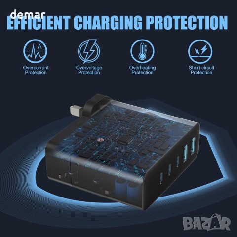 LUOCAI 140W USB C зарядно устройство, 5-портово GaN, снимка 3 - Друга електроника - 43960811