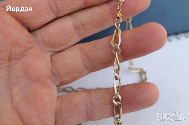 Сребърен синджир с позлата, снимка 6 - Колиета, медальони, синджири - 38990409