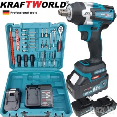 🔧 Акумулаторен Безчетков Гайковерт KRAFT WORLD 36V, 8Ah 🔋 💪 Мощност, която можеш да усетиш!, снимка 1