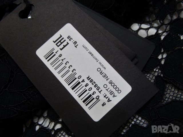 НОВА! Twinset Lace Black Dress Luxury Exclusive Collection Дамска Дантелена Рокля Размер 38, снимка 7 - Рокли - 32885010