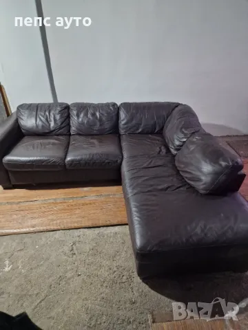 Кожен ъглов диван, снимка 1