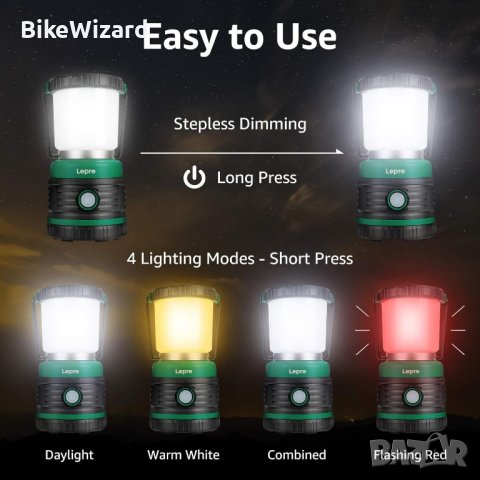 Lepro LED къмпинг лампа 1500 Lumen НОВА, снимка 4 - Къмпинг осветление - 44011258