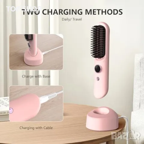 Нова Безжична керамична четка за изправяне на коса - компактна и лека, снимка 2 - Тримери - 49945123