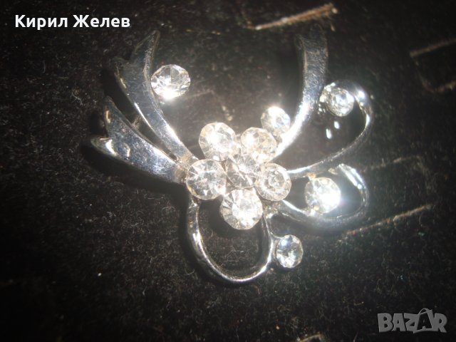 ПОСРЕБРЕНА РЕТРО АРТ БРОШКА с БЛЕСТЯЩИ КРИСТАЛИ 20763, снимка 7 - Други - 32241058