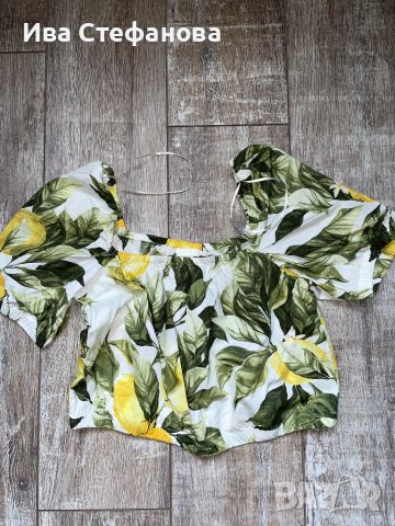 Разкошен нов свеж топ бюстие лимони лимон зелен листа квадратно деколте hm h&m , снимка 6 - Корсети, бюстиета, топове - 40722254