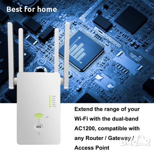 WiFi Range Extender, до 1200Mbps, 2,4 & 5GHz двулентов WiFi ретранслатор WiFi усилвател на сигнала с, снимка 5 - Друга електроника - 43997945