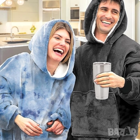 Ново плюшено пухкаво худи/суйчър с ръкави и качулка Huggle Hoodie, снимка 5 - Суичъри - 51627232