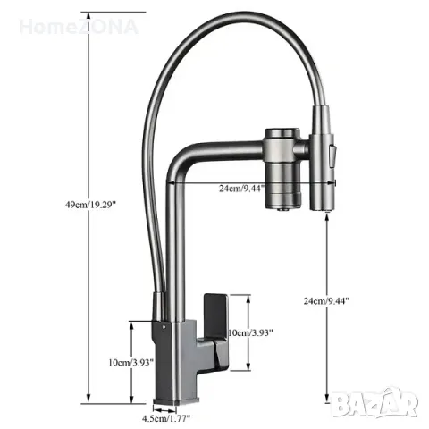 Смесител за кухня Elite PRO W91, с вграден филтър за вода, черен мат, снимка 2 - Смесители - 49446445