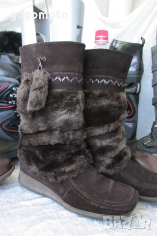 АПРЕСКИ, топли кафяви боти, апрески, кубинки, ботуши, 38,естествена кожа - велур + топла подплата, снимка 7 - Дамски ботуши - 33415632