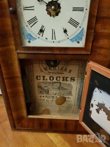 Стар американски стенен часовник, снимка 7 - Антикварни и старинни предмети - 27492639